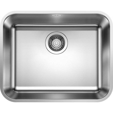 Under the countertop, a BLANCO SUPRA 500-U sink is installed, 53x43 cm, without an eccentric valve.