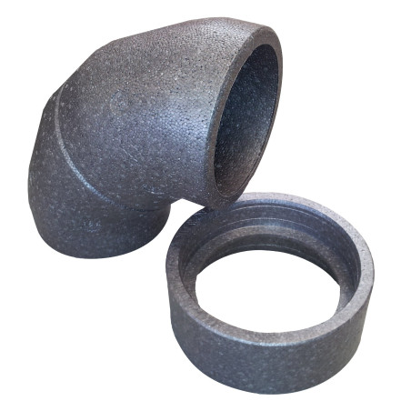 Isolated elbow with a fitting made of expanded polyethylene (EPE) FITT 125 / 90 degrees