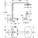 Thermostatic rain shower system GORHE Rainshower SmartControl 360 Duo with handheld shower Power&Soul, 115 26250000