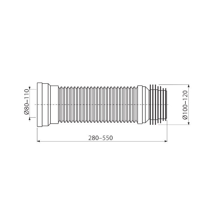 Flexible connection for WC installation ALCAPLAST A97, 110 mm