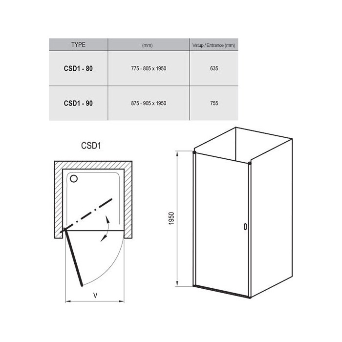 Shower door RAVAK Chrome CSD1