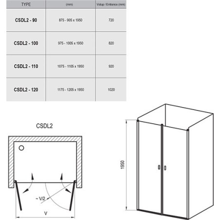 Shower doors Ravak Chrome CSDL2