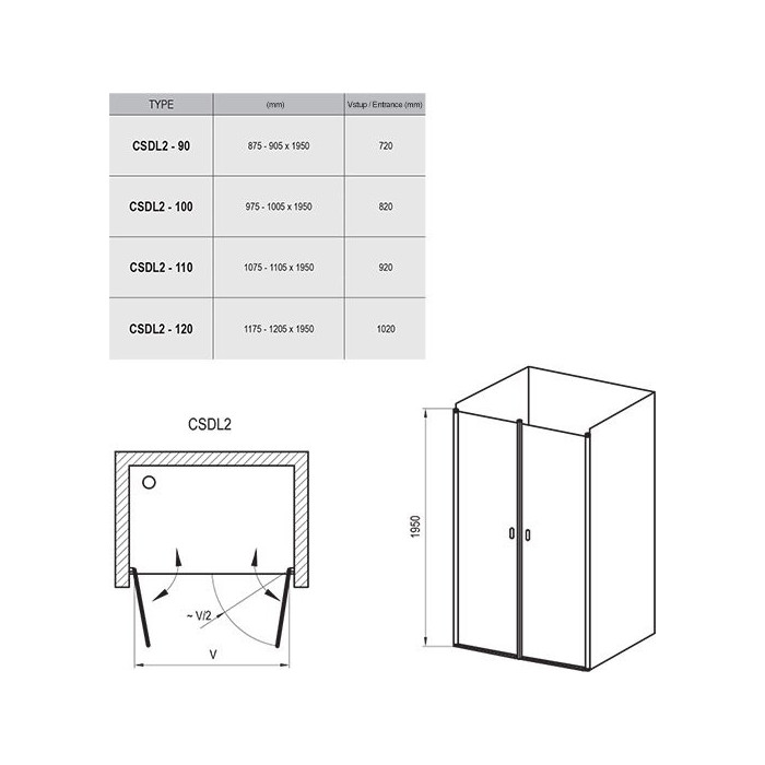 Shower doors Ravak Chrome CSDL2