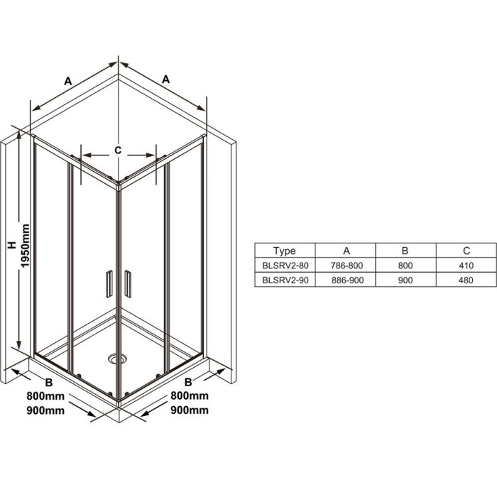 Shower cabin RAVAK Blix Slim BLSRV2