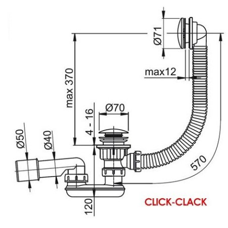 Vanni sifoon RAVAK 570 Click Clack, X01377