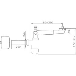 Sink siphon with sediment trap, without vent RAVAK 1 1/4"" x 32 mm, X01612