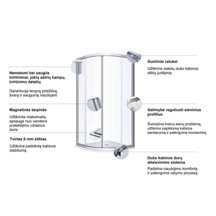 Square shower cabin Kolo GEO 80x80