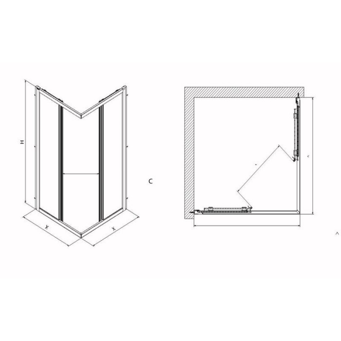 Square shower cabin Kolo GEO 90x90