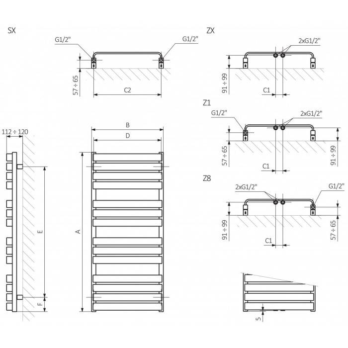 Towel dryer TERMA WARP T (Various feather options)