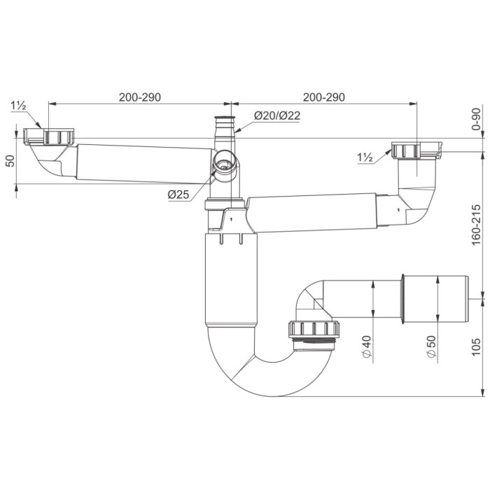 Sifon rätikule prevex 1 1/2''