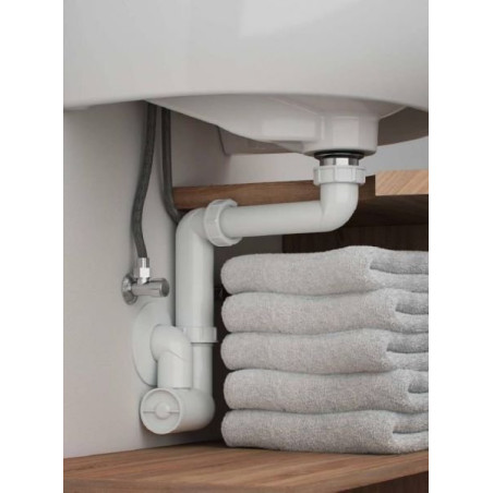 Siphon space-saving for sink with sediment trap, without vent HL 1 1/4"" x 32 mm, HL137/32