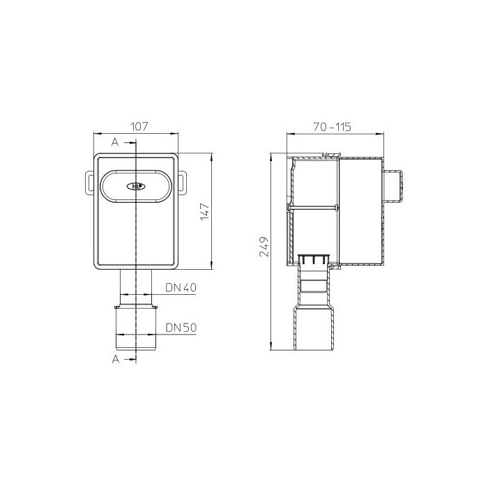Built-in siphon sets for dishwasher/washing machine HL 4000.0 + 4000.2
