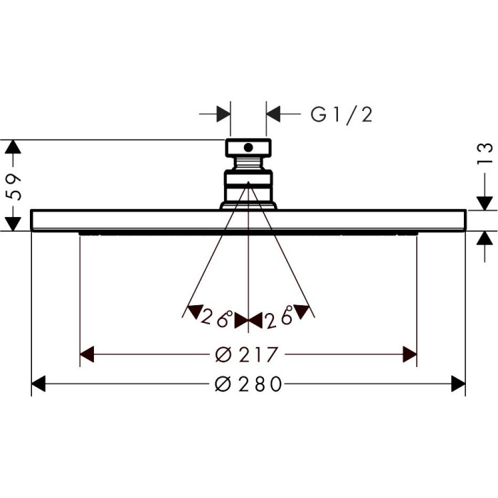Termostaatiline vihmadušisüsteem HANSGROHE Croma Select S 280 1jet, 26890670