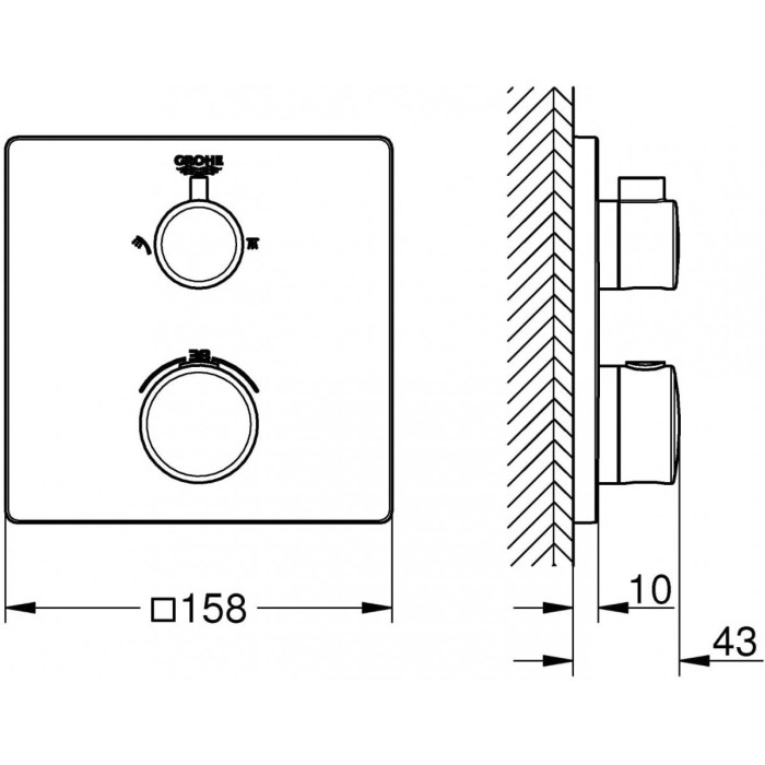 Potikend dušisüsteem GROHE Grohtherm Cosmopolitan 210 termostaadiga, 34734000