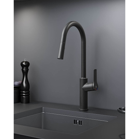 GUSTAVSBERG Epic kitchen (sink) faucet with pull-out spray, black matte