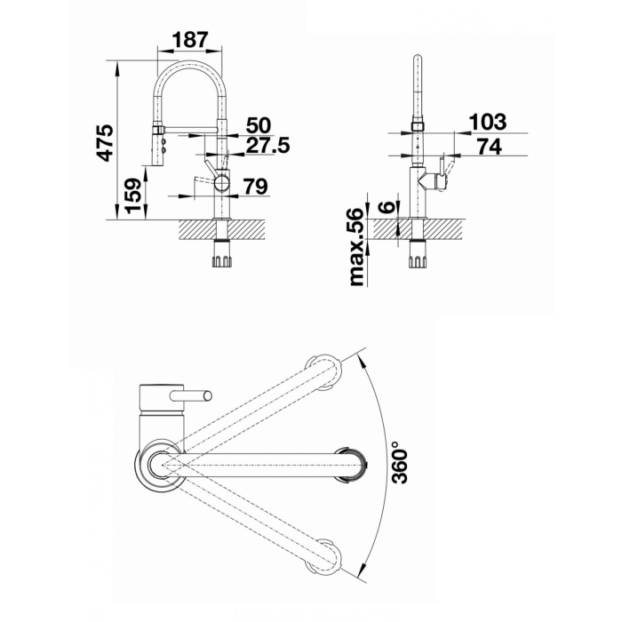 Köögisegisti BLANCO Catris-S Flexo (kroomitud - must-matt) 525791