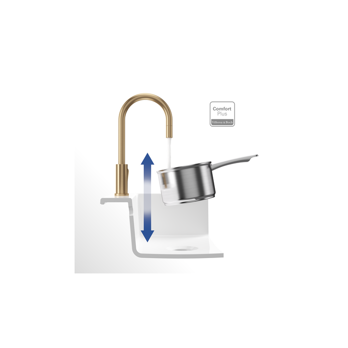 Sink mixer with pull-out spray VILLEROY&BOCH Umbrella Flex with gold feathers
