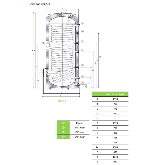 Water in the heat pump DRAŽICE OKC 300 NTR/HP, 121091401 (standing) shield.