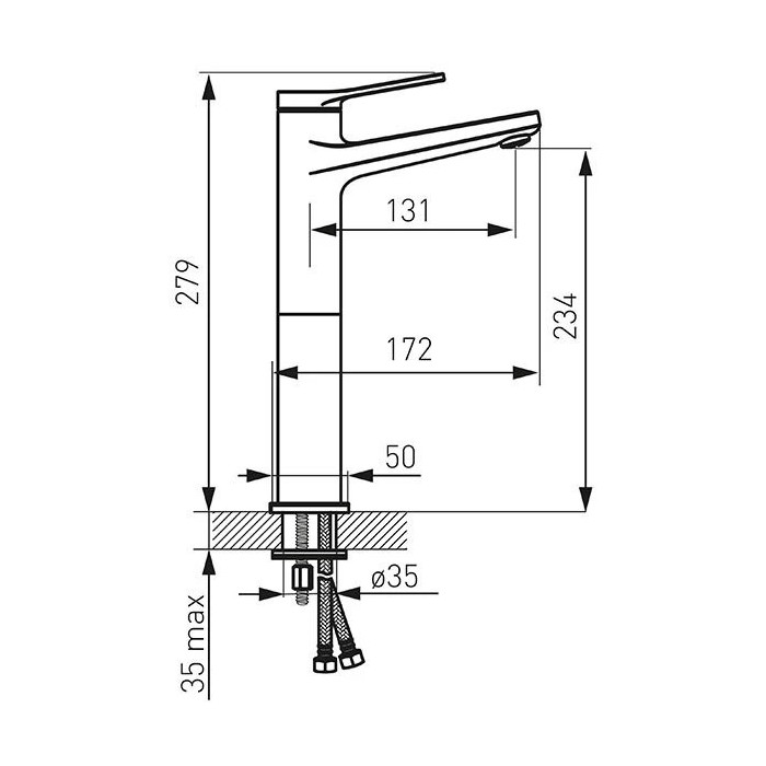 Ferro Stratos Black 234 mm sink mixer, BSC2LBL