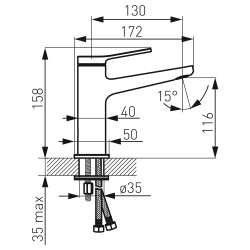 Ferro Stratos Black 116 mm sink mixer, BSC2BL