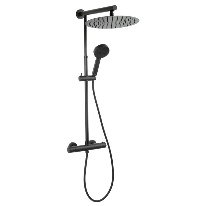 Верхние душевые комплекты с термостатическим смесителем FERRO Trevi Black, NP75-TRV7U-BL