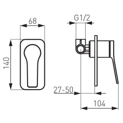 Built-in shower mixer FERRO Stratos Black, BSC7PABL
