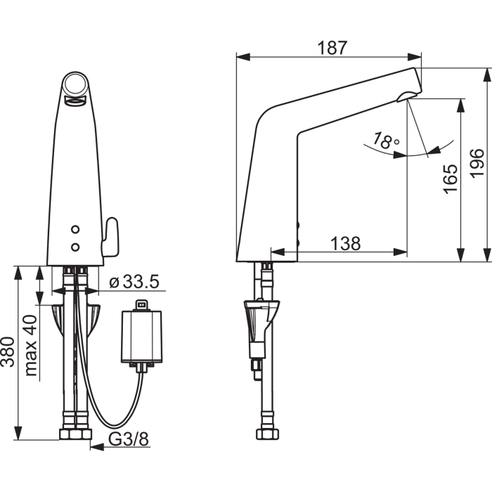 Contactless faucet ORAS Inspera, 3016F