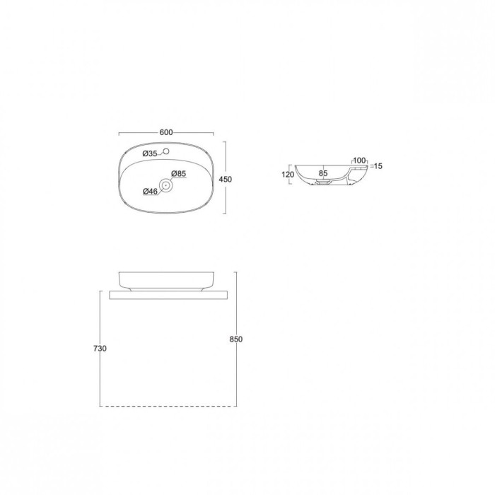 Умывальник ALICE CERAMICA Lavabo Form Ovale 60 x 45