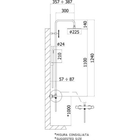 Paffoni Light overhead thermostatic shower system
