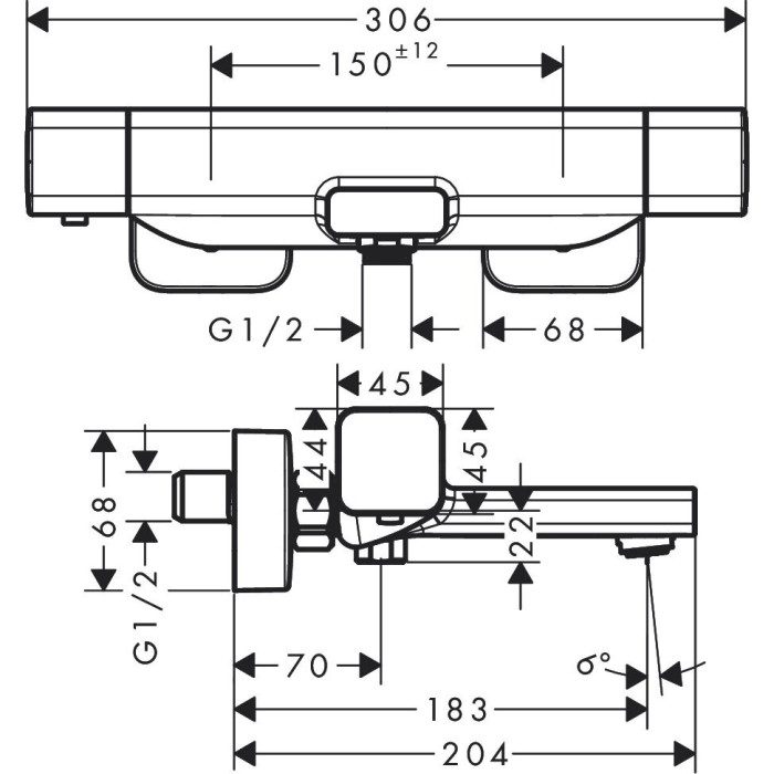 Thermostatic bath - shower mixer HANSGROHE Ecostat E, 15774000