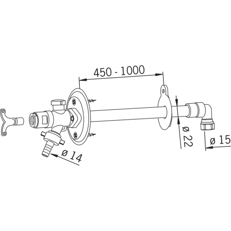 Külmakindel välistoru ORAS 450 / 1000 mm paksustele seintele, 431515