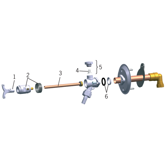 Frost-free outdoor faucet ORAS for 450 / 1000 mm thick walls, 431515
