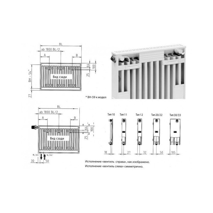 Radiaator alumise laadimise KERMI FTV 33 x 500 x 1000